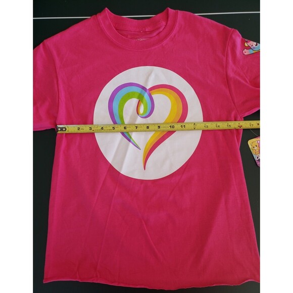NEW CARE Bears Unlock The Magic Hot Pink T-Shirt Size Small Rainbow Heart NWTs - Picture 6 of 11